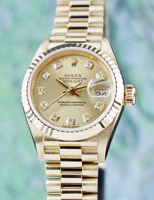 (image for) LIKE NEW ROLEX LADY 18K YELLOW GOLD OYSTER PERPETUAL DATEJUST - 69178